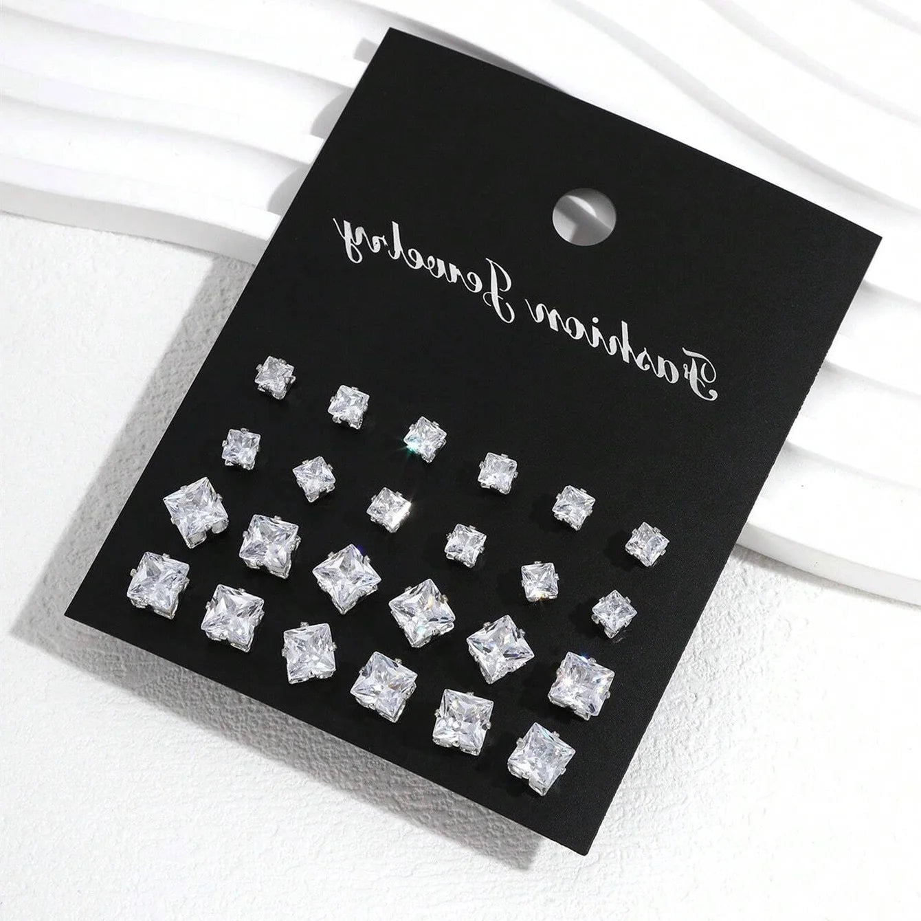 ZircaGlow β 12 Pairs Elegant Zirconia Stud Earrings Set