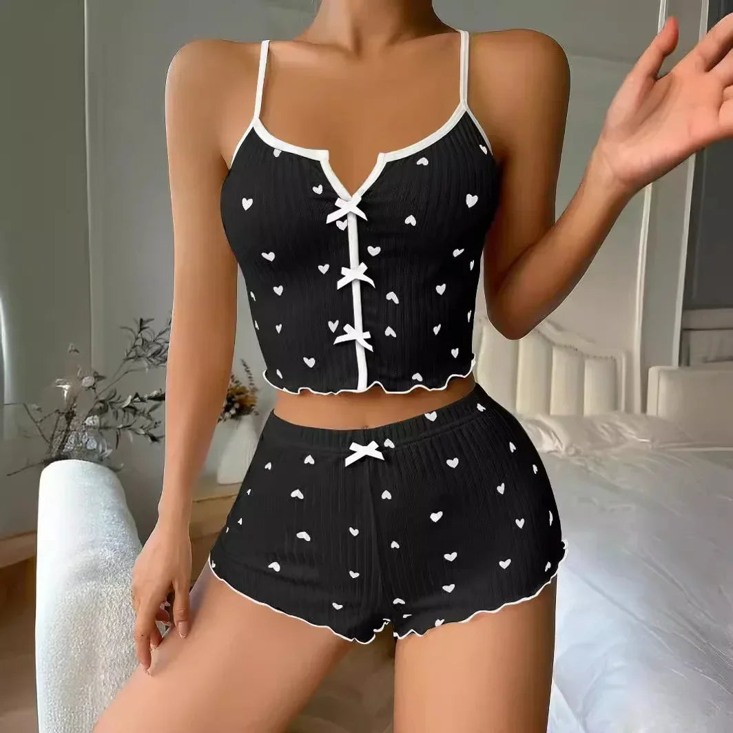 HeartSnug β Women's Ribbed Pajama Cami & Shorts Set