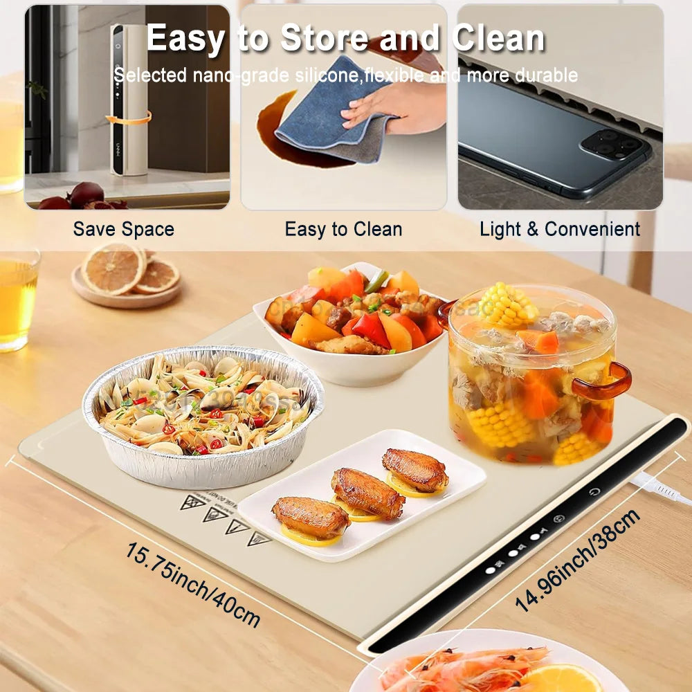Foldable Electric Warming Tray β Portable Full-Surface Food Warmer Mat
