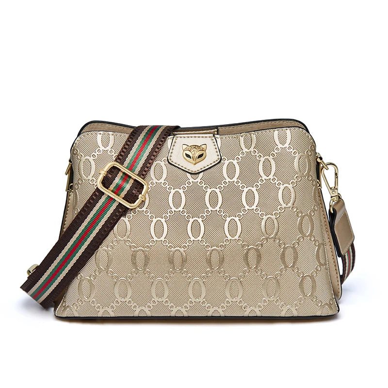 FOXER Luxe β Monogram Leather Shoulder Crossbody Bag