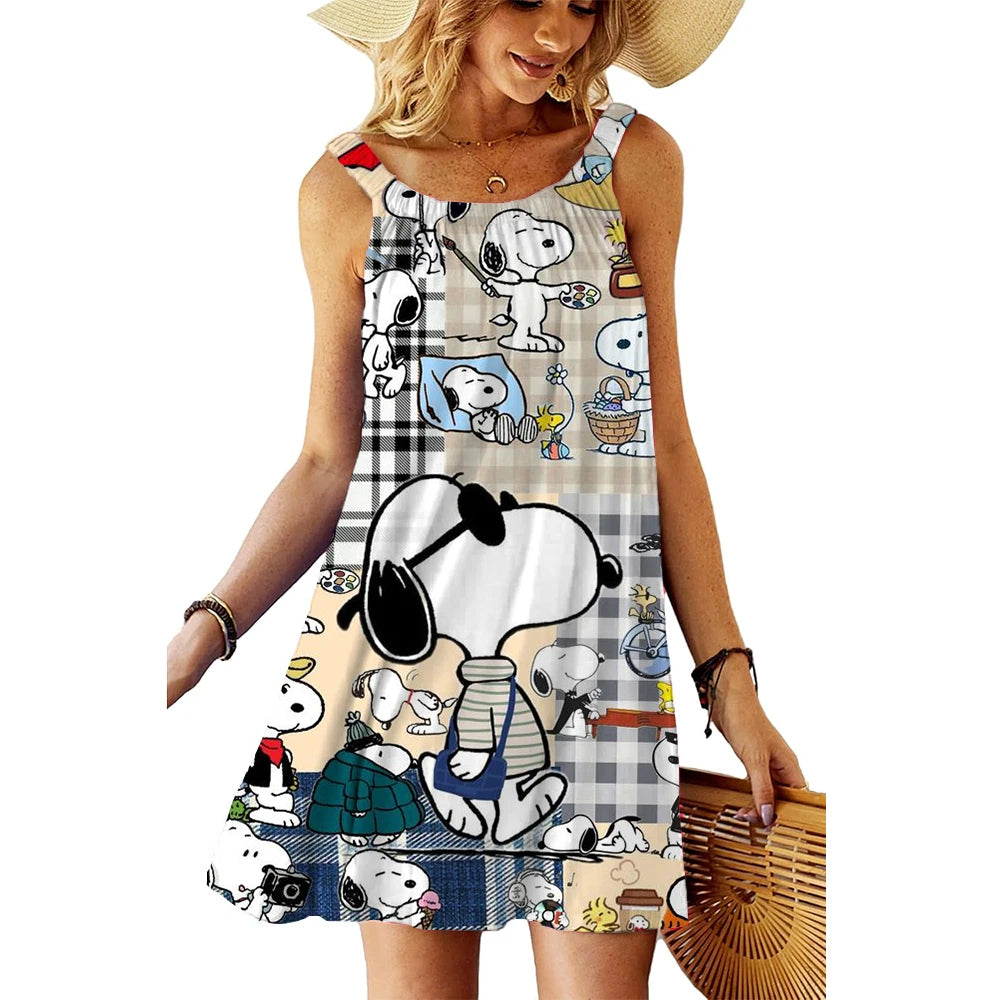 SnoopyVibe – Summer Cartoon Dress