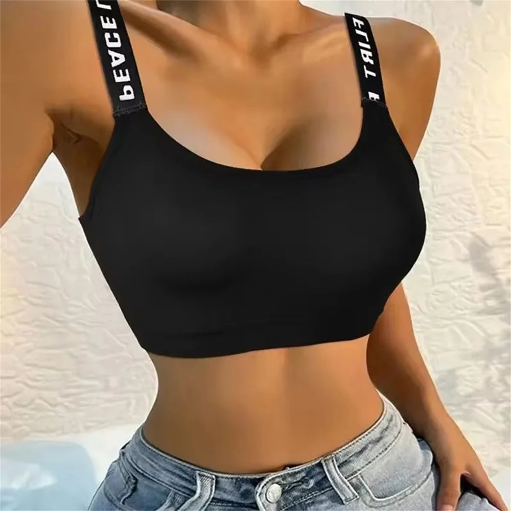 Heart Strap Sports Bra β Wireless Padded Wrap Top for Yoga & Fitness