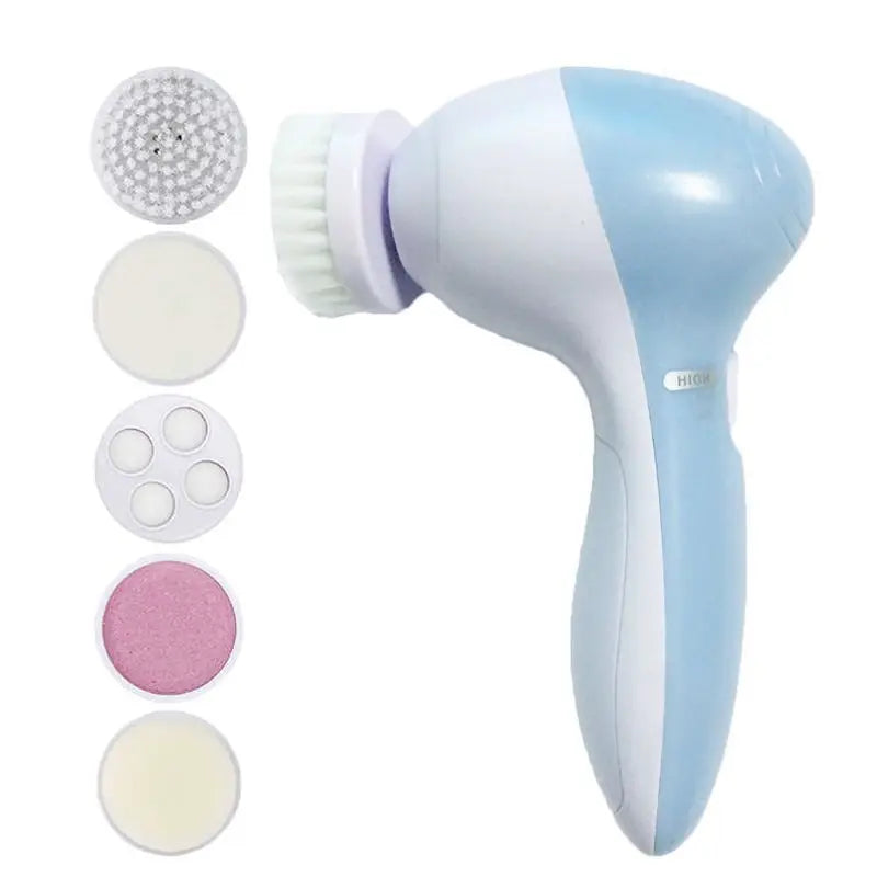 5-in-1 Electric Facial Cleansing Brush β Deep Clean, Exfoliate & Massage Skin Care Tool