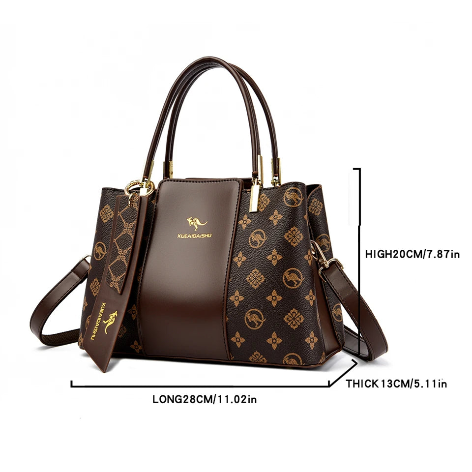 SoftLuxe β Printed Leather Large-Capacity Shoulder Bag