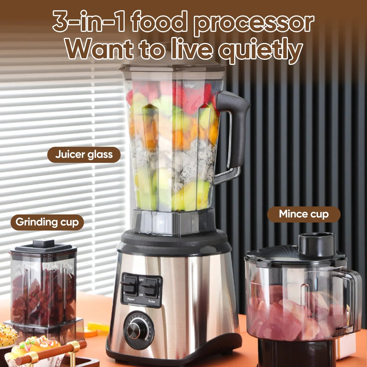 9500W High-Power Table Blender β 3-Container Food Processor for Ice, Nuts & Smoothies
