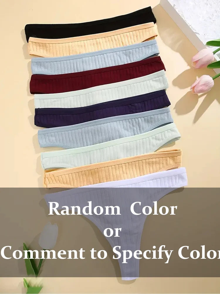 PureLine β 6PCS Women's Cotton Ribbed Thong Set