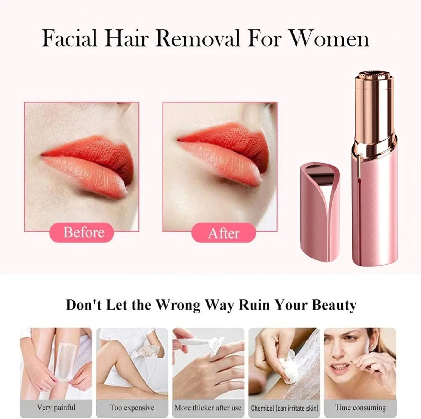 Mini Electric Facial Hair Remover for Women β Portable Bikini Epilator for Lips & Chin