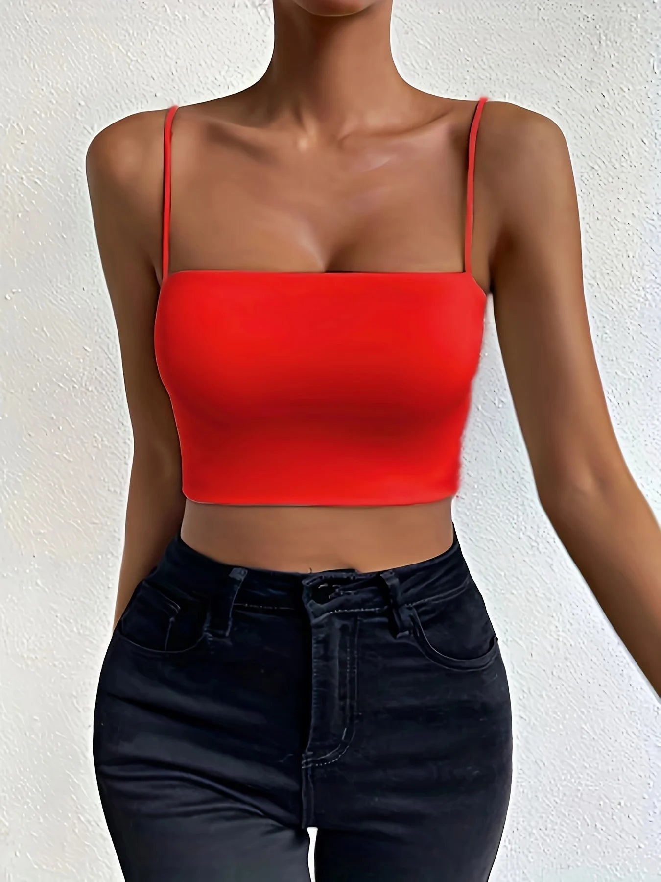 BareMuse – Solid Spaghetti Strap Cami Crop