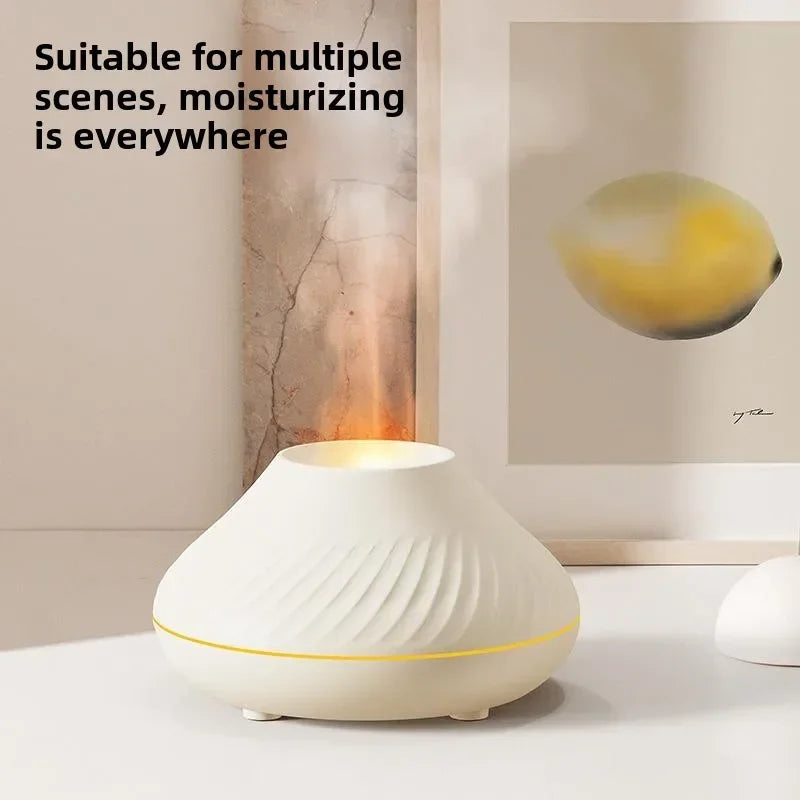 Volcanic Flame Aroma Diffuser β 130ml USB Essential Oil Humidifier with Color Flame Night Light