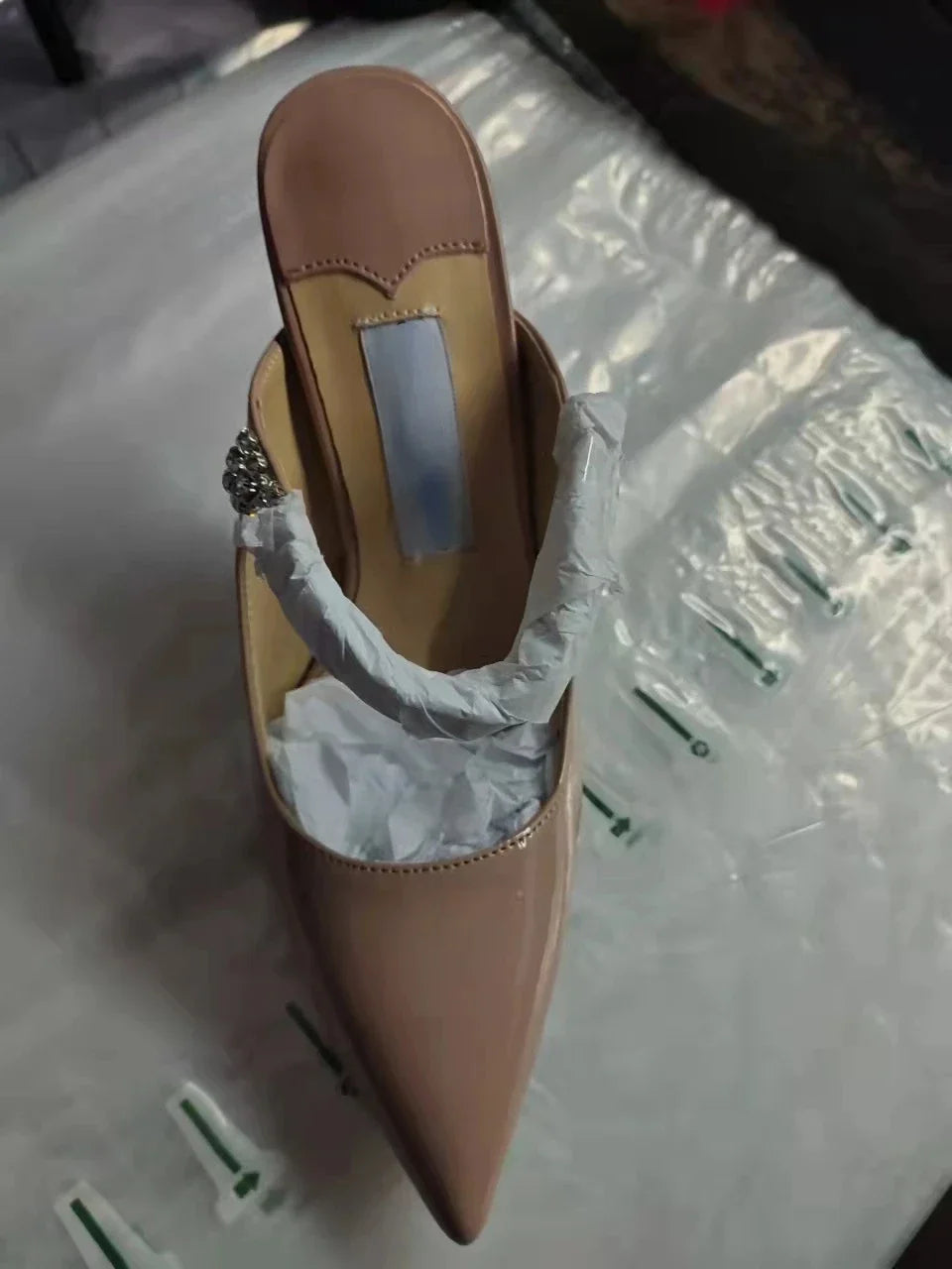 RhinestoneGlow β Pointed Baotou Summer High Heels