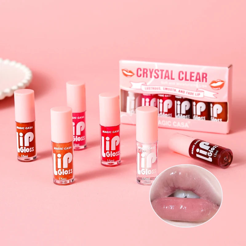 MAGIC CASA 6-Piece Water-Gloss Jelly Lip Oil Set β Plumping & Hydrating