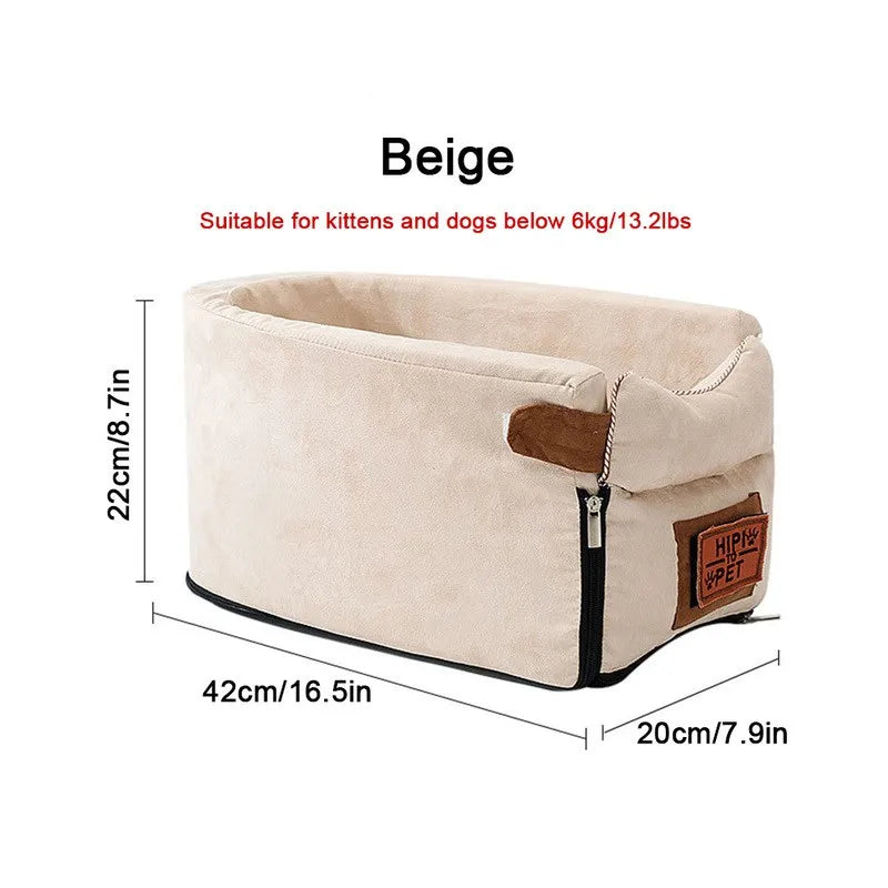 Dog Car Seat Bed β Portable Center Console Travel Carrier for Small Dogs & Cats
