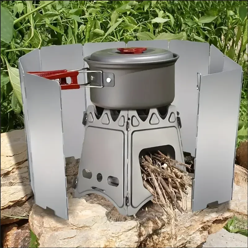 Ultralight Foldable Stove Windshield β 8/10 Plate Aluminum Alloy for Camping