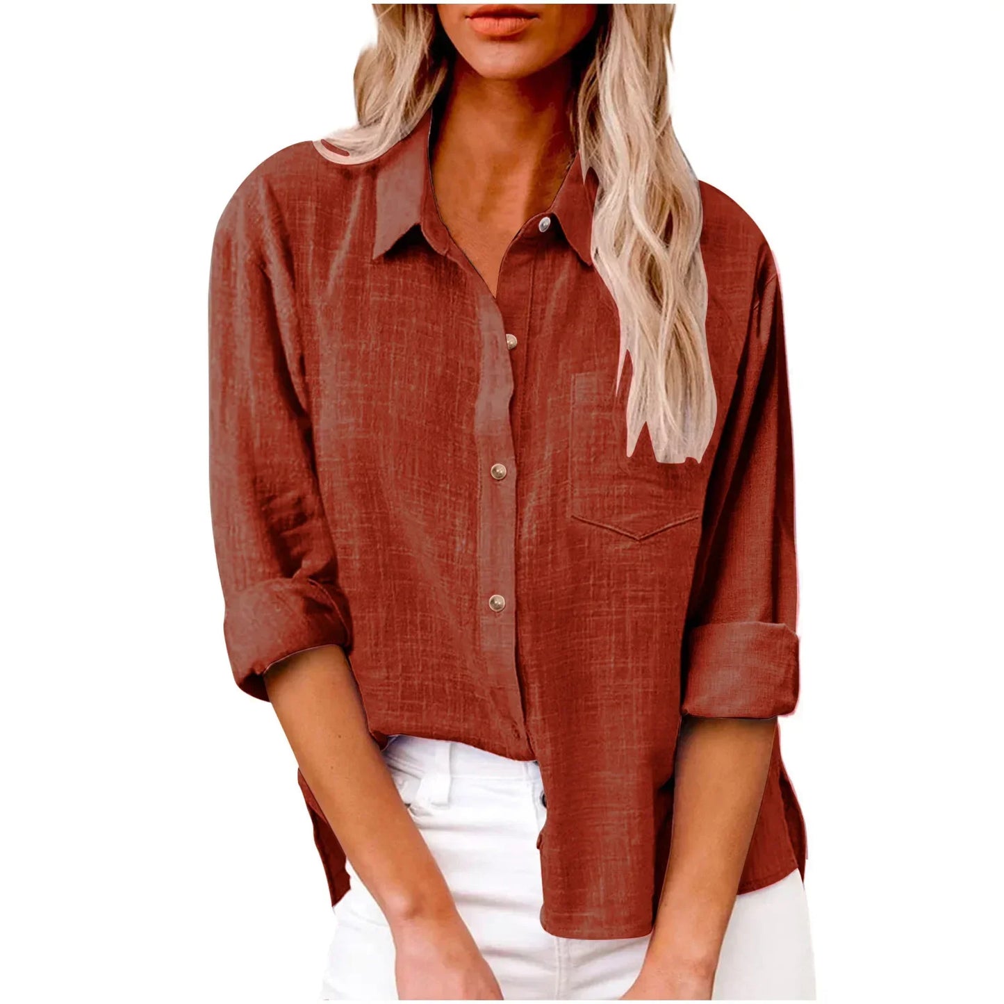 LinoChic β Cotton Linen Long Sleeve Shirt for Women