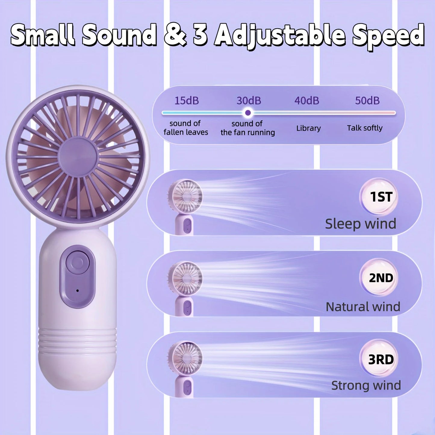 Mini USB Handheld Fan β 3-Speed Portable Cooling for Travel & Office
