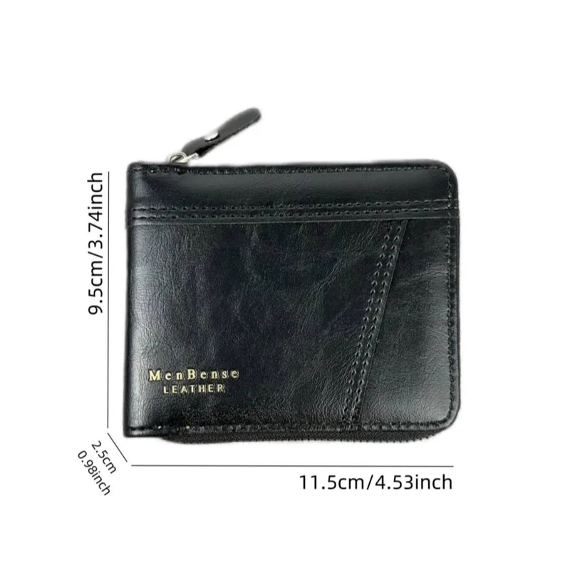 Classic Men's Zipper Business Wallet β Multi-Card Short Wallet with Large Capacity