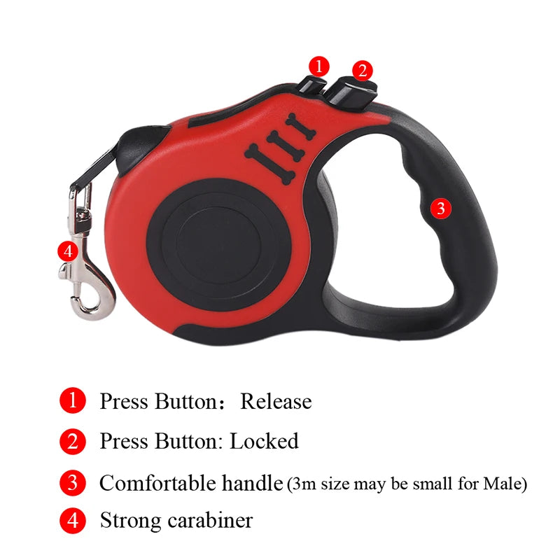 3M/5M Retractable Leash for Small Dogs & Cats β Durable Nylon Walking Lead