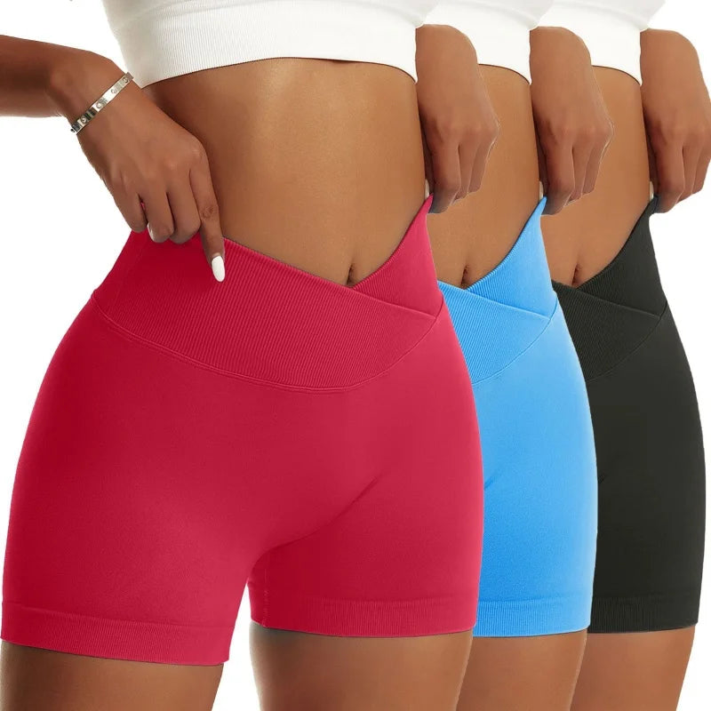 3-Pack Scrunch Butt Biker Shorts β High Waist Peach Hip Sports Set for Women