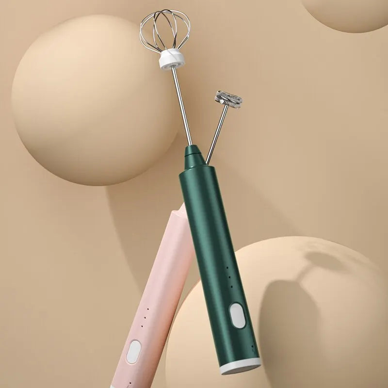 USB Rechargeable Electric Milk Frother β 3-Speed Handheld Foam Maker & Egg Beater