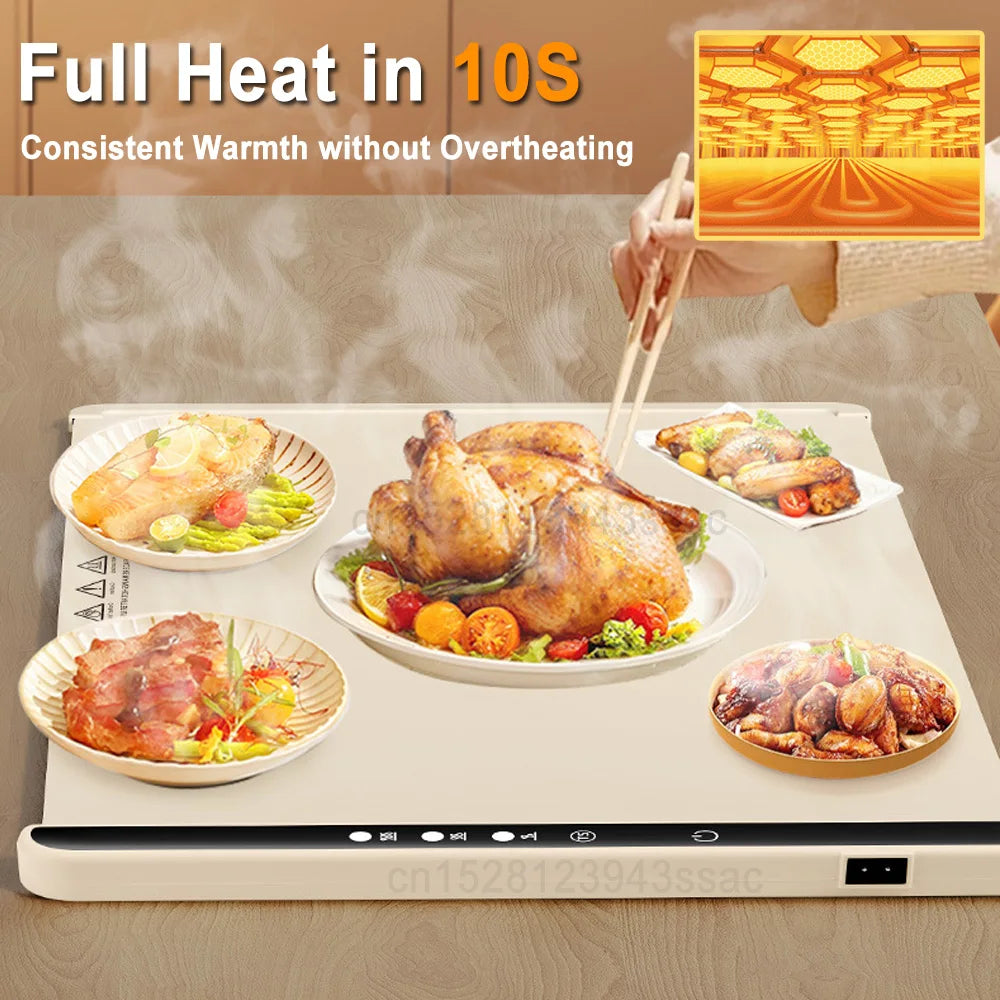 Foldable Electric Warming Tray β Portable Full-Surface Food Warmer Mat