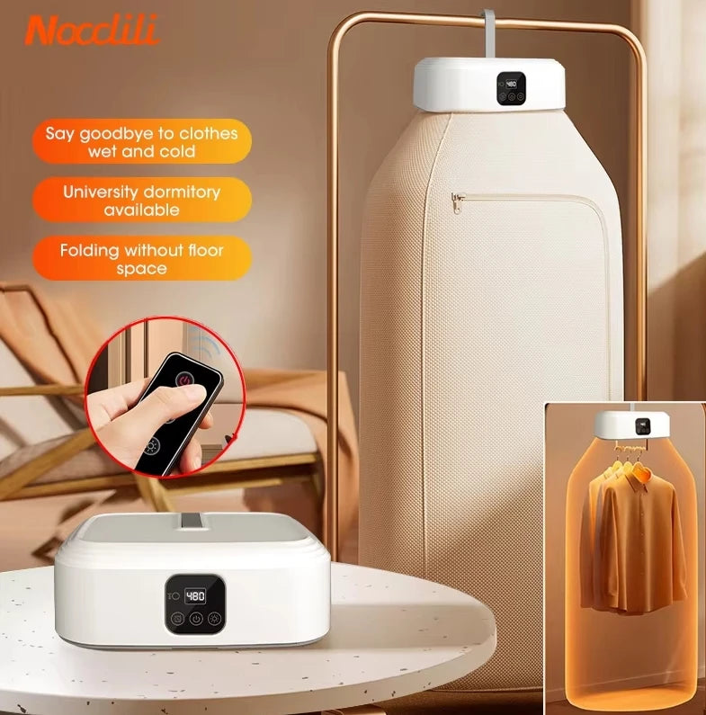 Portable Foldable Electric Clothes Dryer β Compact Laundry Dryer with Timer & Dryer Bag