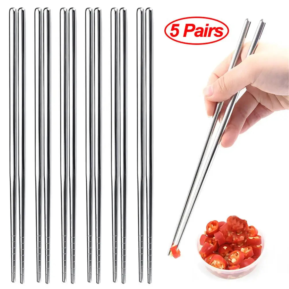 Chopsticks Set β Anti-Slip Metal Reusable Sticks (1β5 Pairs)