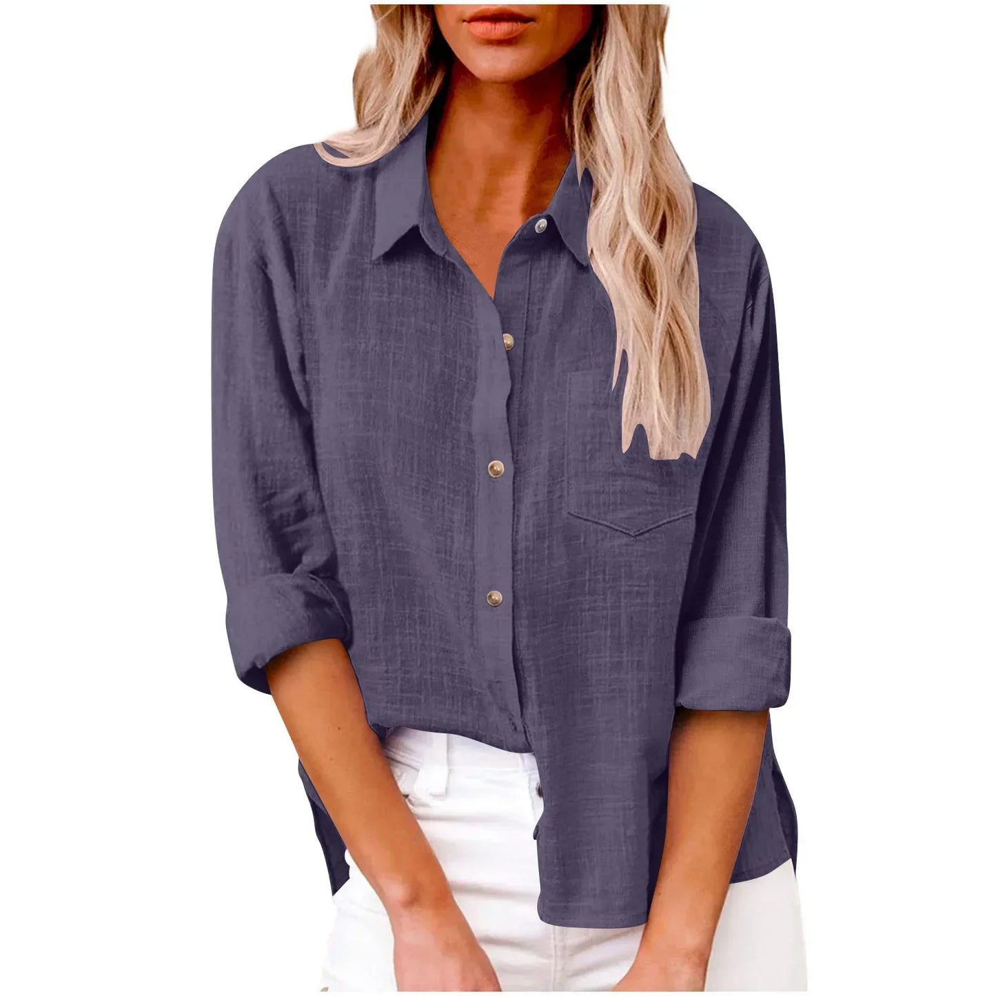 LinoChic β Cotton Linen Long Sleeve Shirt for Women