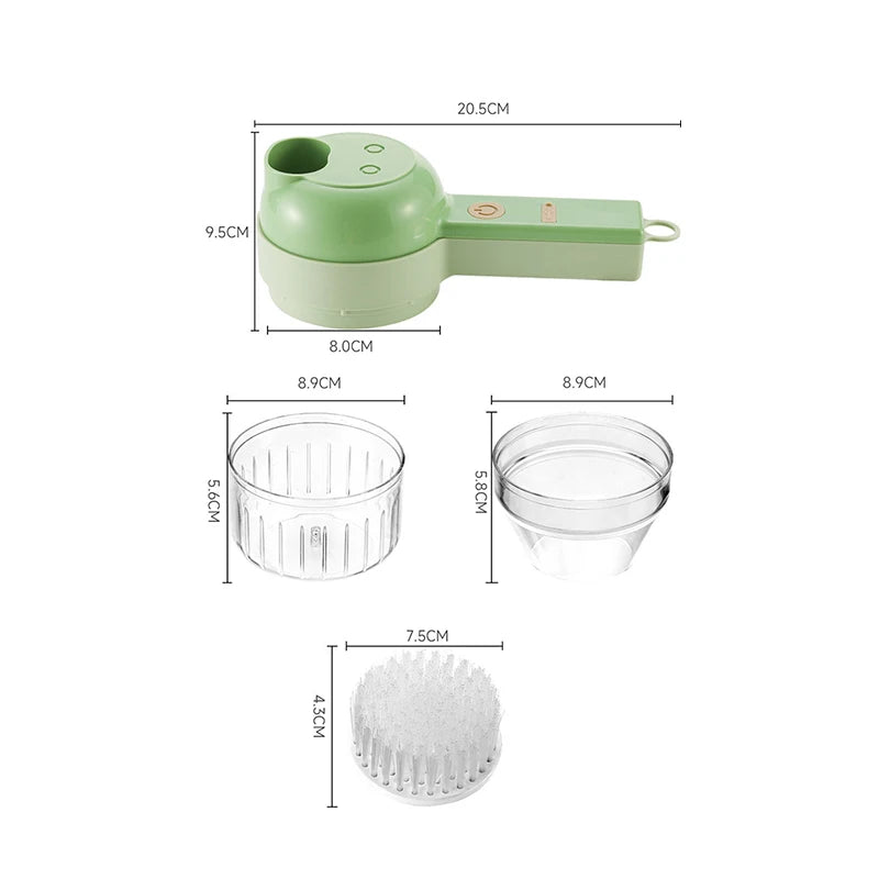 4-in-1 Electric Vegetable Cutter Set β Wireless Food Chopper, Slicer, Peeler & Grinder