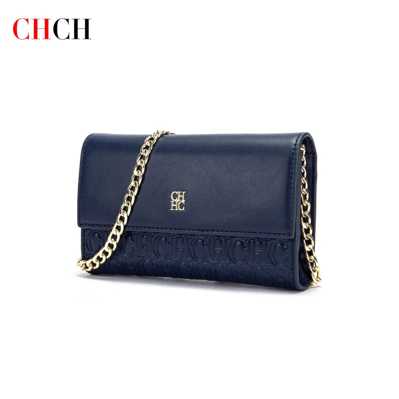 CHCH Women’s Magnetic Chain Shoulder Bag – Small Square Crossbody Wallet (Brown)