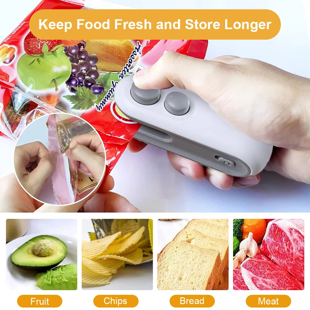 2-in-1 Mini Bag Sealer β Rechargeable Heat Sealer & Cutter for Food Storage