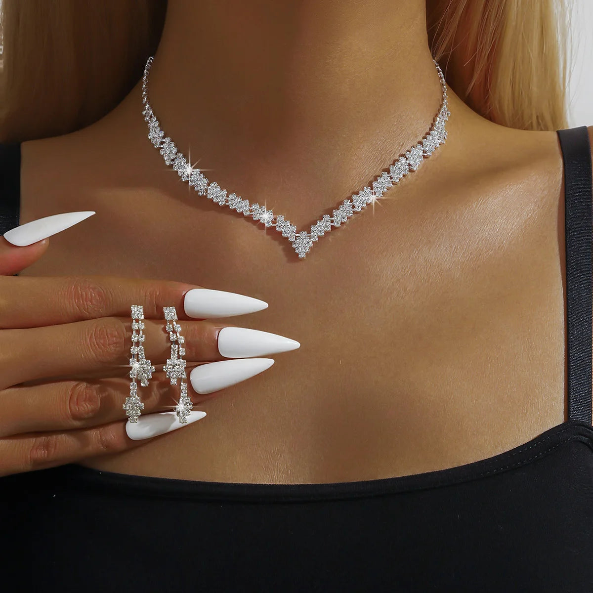 Elegant Claw Chain Jewelry Set β 3/4PCS Necklace, Bracelet & Earrings for Weddings & Gifts