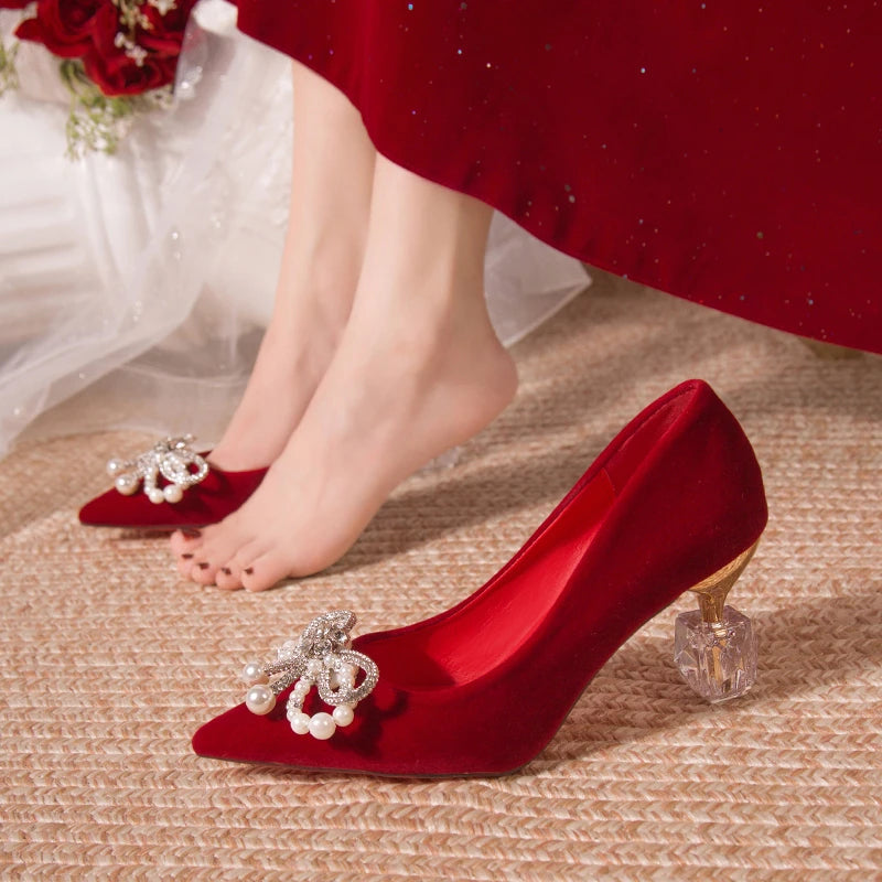 PearlStep β Bridal Thick Heel Xiuhe Shoes
