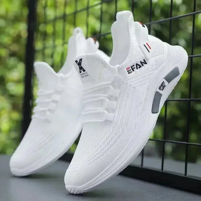 SpringAir 2025 – Men’s Breathable White Casual Walking Sneakers