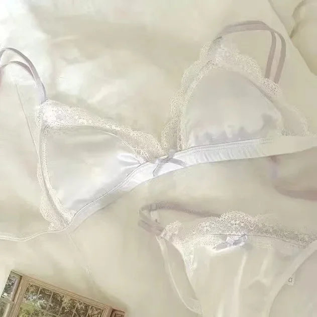 French Satin & Lace Bra Set β Ultra-Thin & Breathable