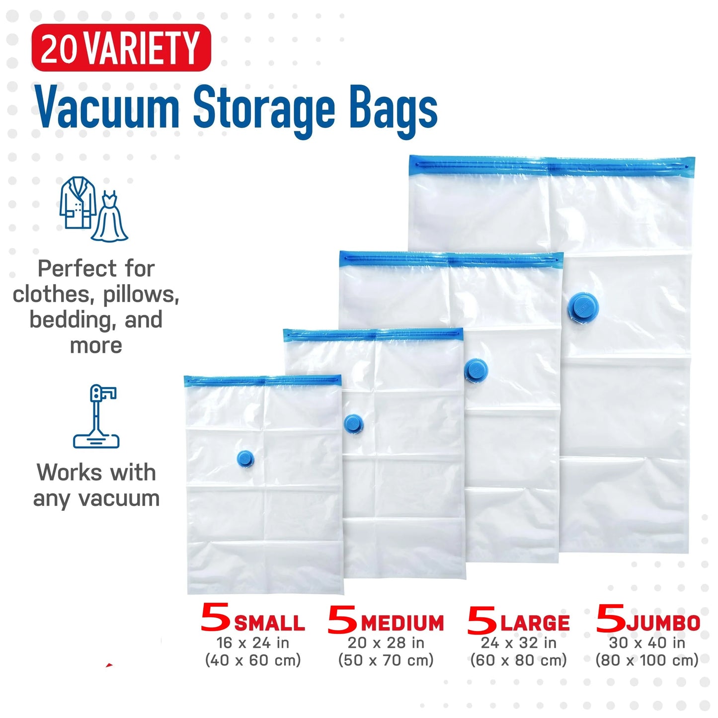 Vacuum Storage Bags for Clothes & Bedding β Space-Saving Organizer (Pump Not Included)