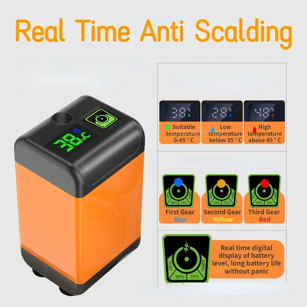 Portable Camping Shower Pump β Electric Outdoor Shower with Digital Display & IPX7 Waterproof