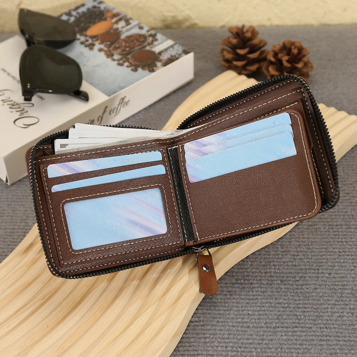 Classic Men's Zipper Business Wallet β Multi-Card Short Wallet with Large Capacity