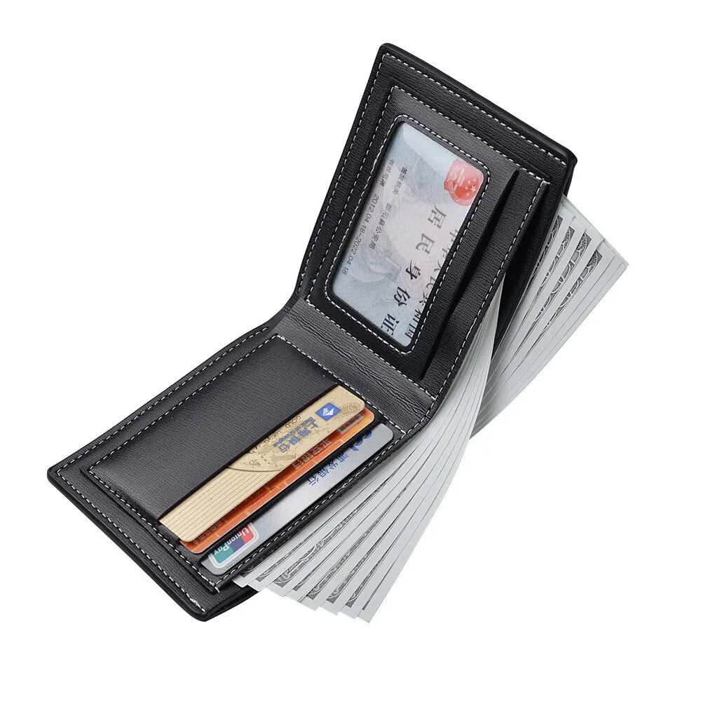 Men’s Slim PU Leather Folding Wallet – Thin Credit Card Holder