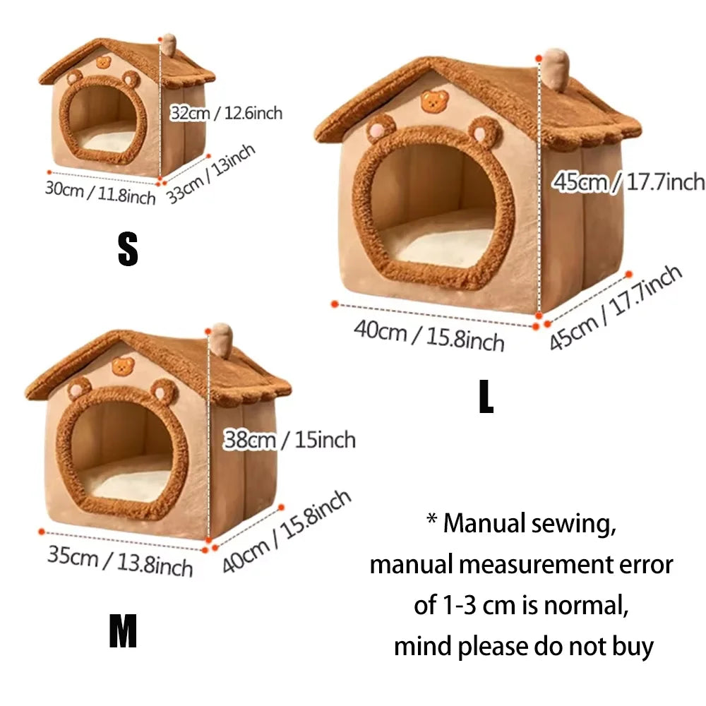 All-Season Indoor Pet House β Soft, Washable Bed with Removable Cushion for Cats & Dogs