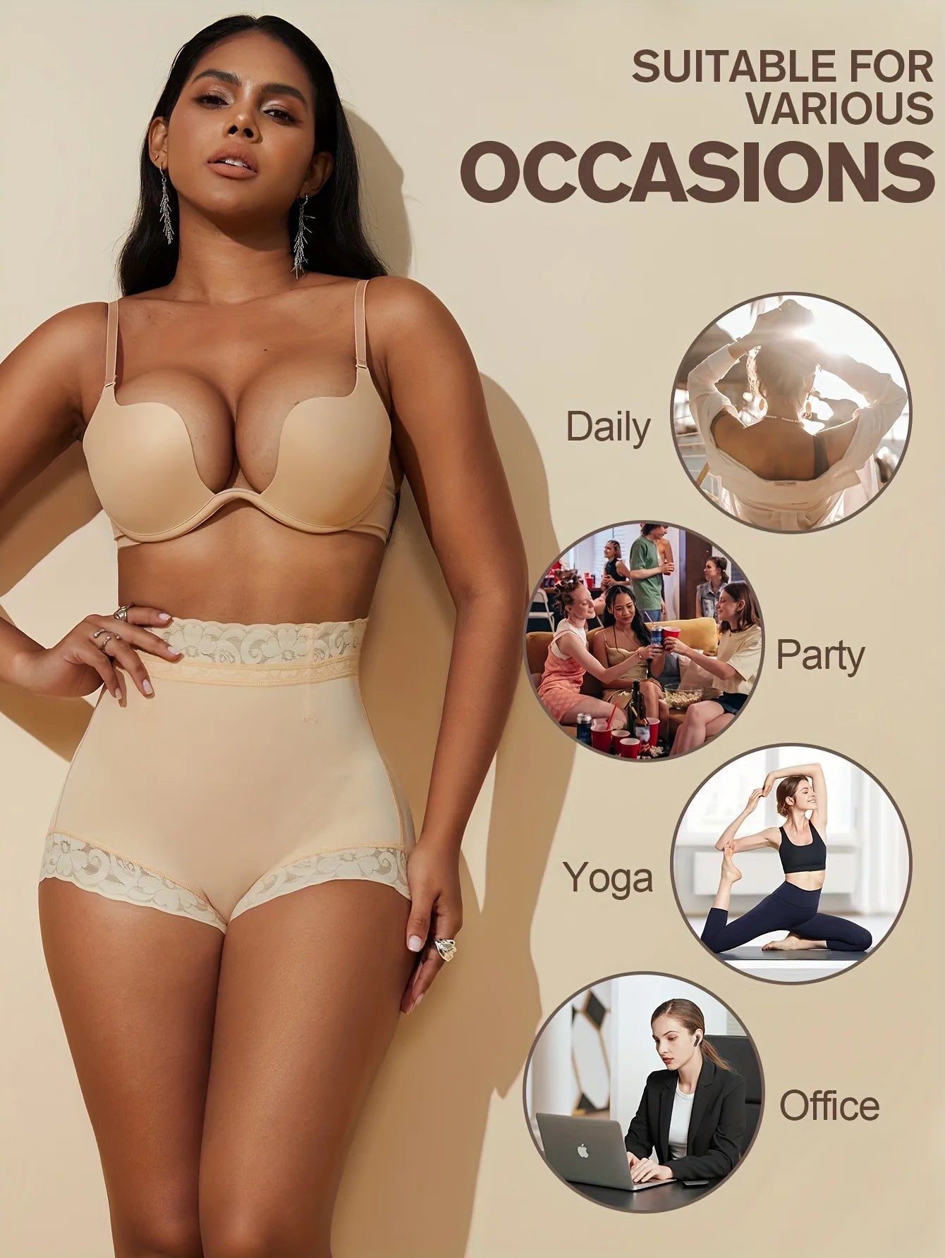 Faja FeelinGirl Lace Trim Sculpting Panties β Comfy & Breathable Butt Lifting Underwear