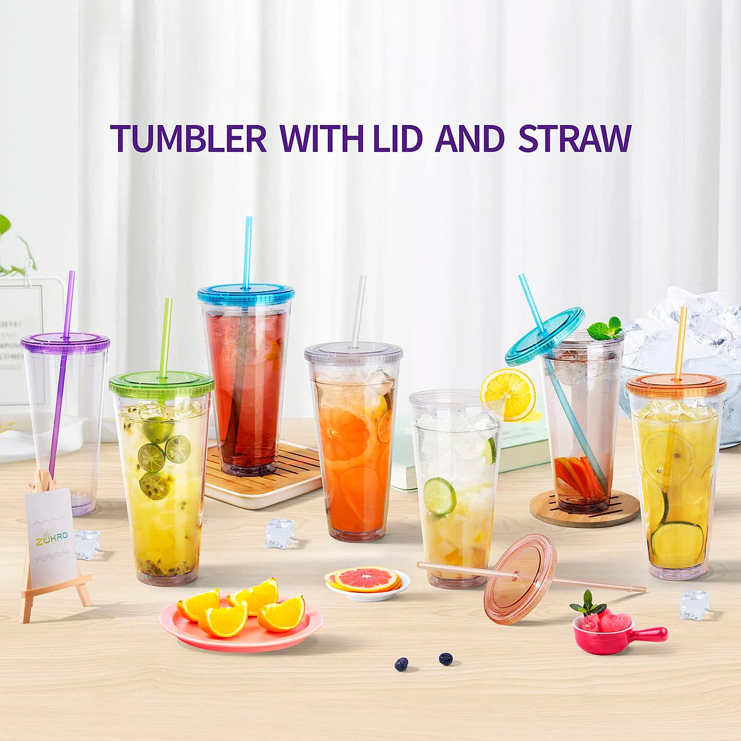 Cold Tumbler β Clear Reusable Cup with Straw & Lid