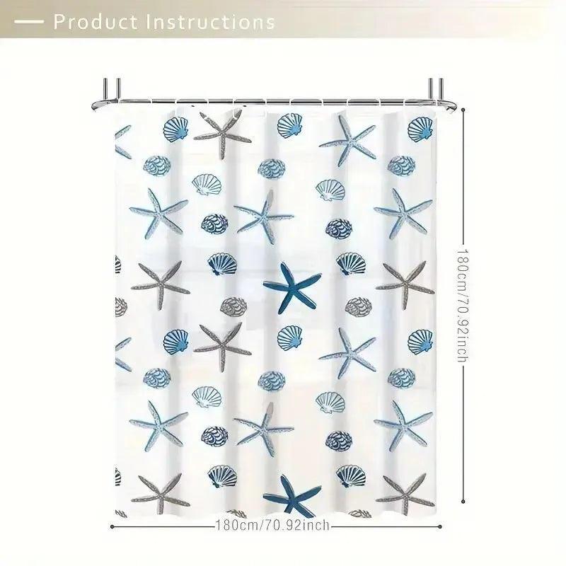 Shower Curtain β Waterproof PEVA with Printed Pattern (1pc)