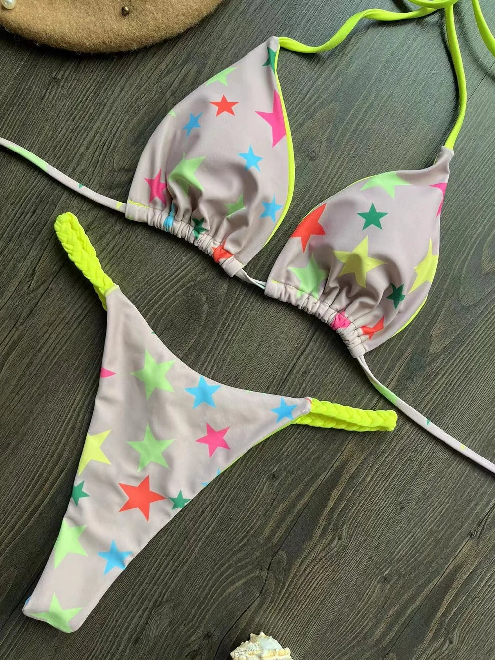 ZebraGlow β High Waist Brazilian Thong Bikini Set