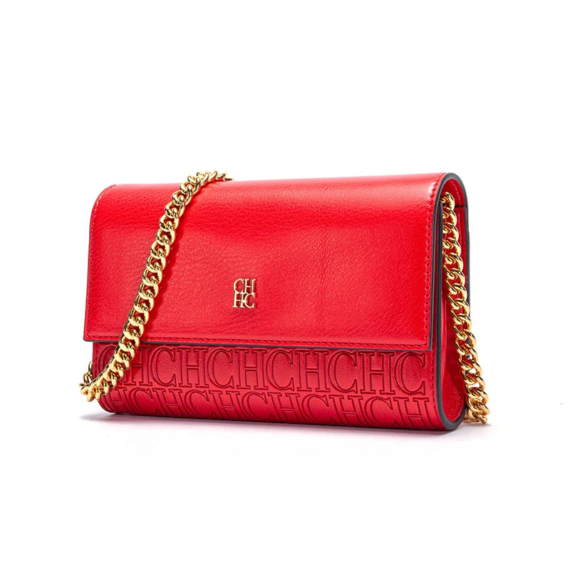 CHCH Women’s Magnetic Chain Shoulder Bag – Small Square Crossbody Wallet (Brown)