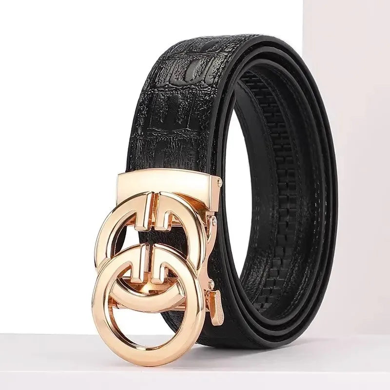 EliteBuckle β Men's Genuine Leather Belt with Luxury Automatic Alloy Buckle