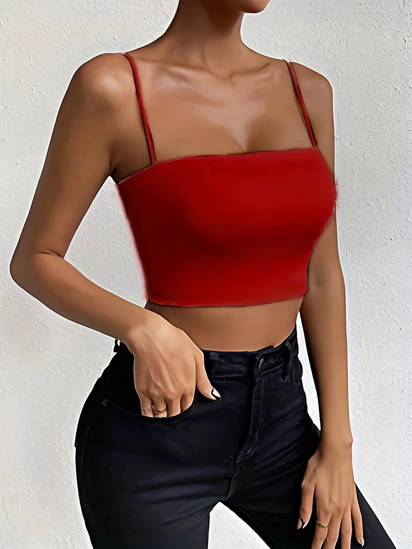 BareMuse – Solid Spaghetti Strap Cami Crop