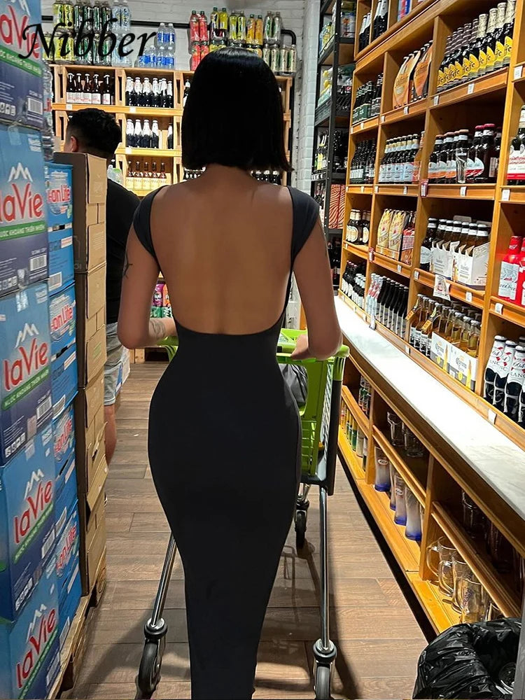 Nibber Elegant Backless Maxi Dress β Slim Fit Streetwear