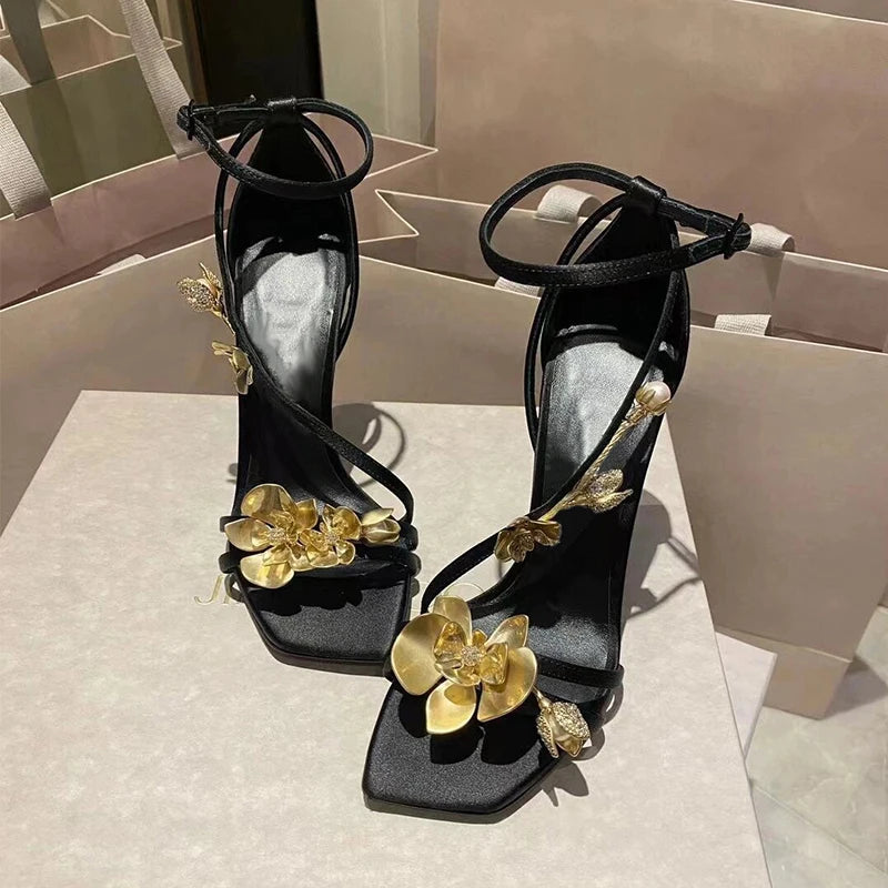 JinlanBloom 2025 β Floral Stiletto Square Toe Sandals