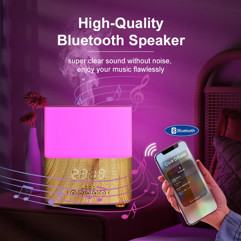 Lovaroma CJ-501 Ultrasonic Aroma Diffuser β Bluetooth Speaker, Humidifier & Alarm Clock with 7-Color Light