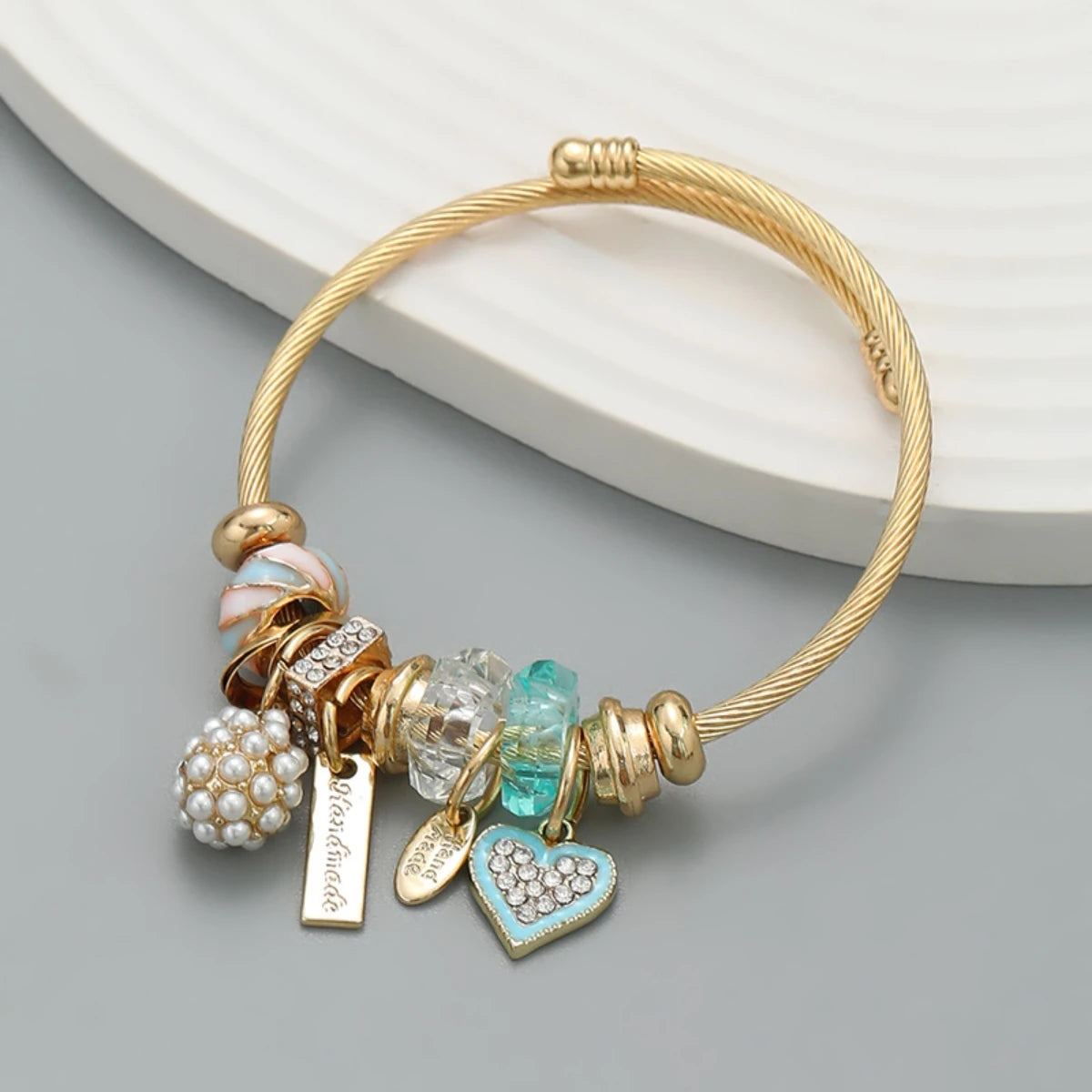 Fashion Stainless Steel Multi-Element Love Beaded Bracelet for Women